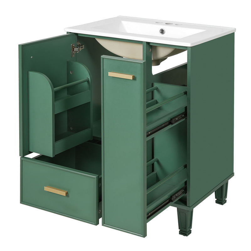 Bathroom Vanity With Sink, Deep Drawer, Door Shelf, 2 Tier Basket