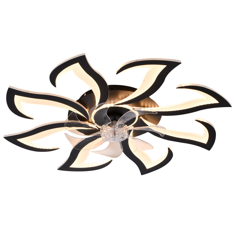 Flower Ceiling Fan With Remote Controlled LED Light, Flush Mount DC Motor Fan