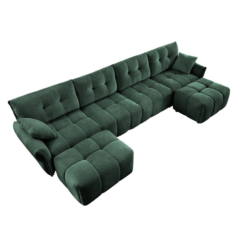 Sofa Set With Ottoman And Pillows, Textured, High Resilience Cushions