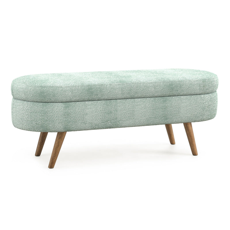 Modern Ottoman Oval Storage Bench With Rubber Wood Legs