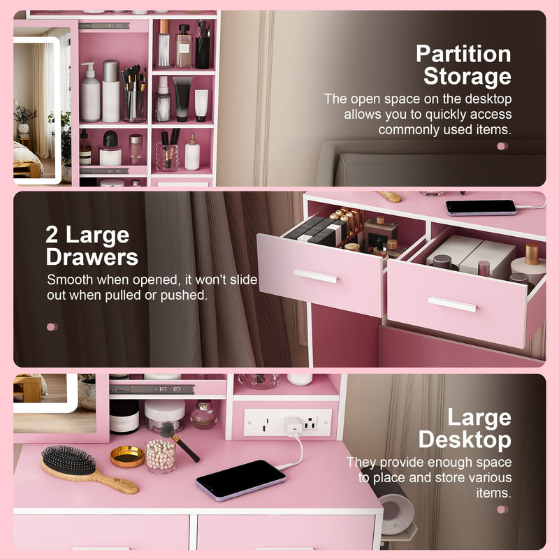 Small Makeup Vanity Desk With Adjustable LED Lights