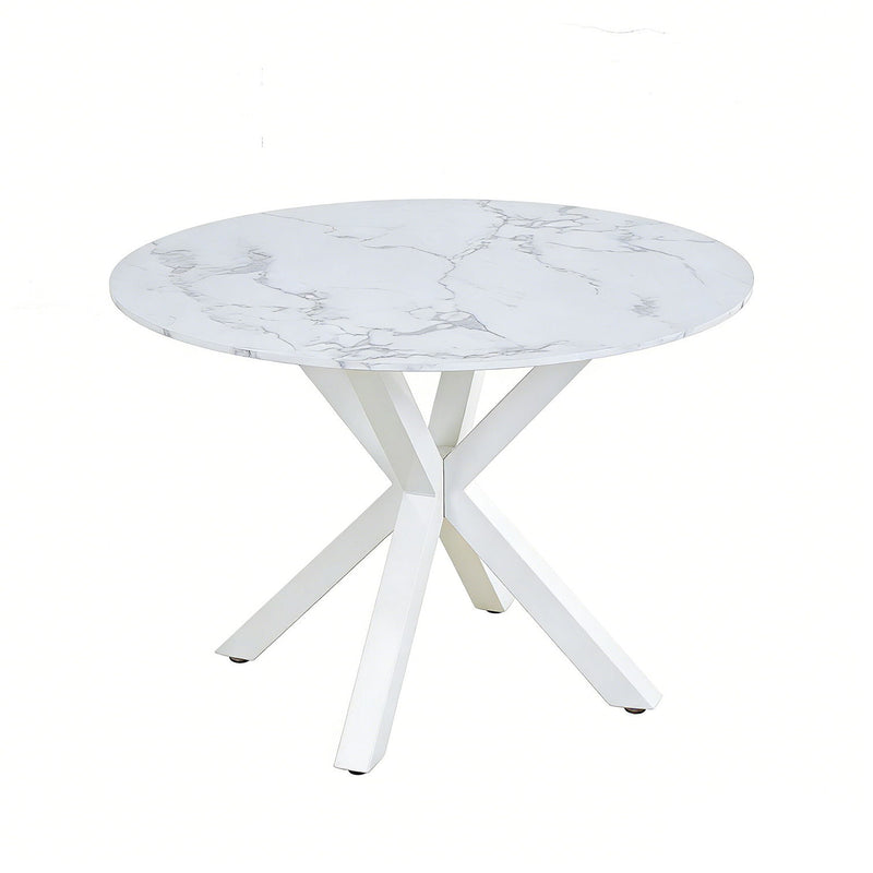 Cross Leg Dining Table With Round Top, For 4 - 6 People - White