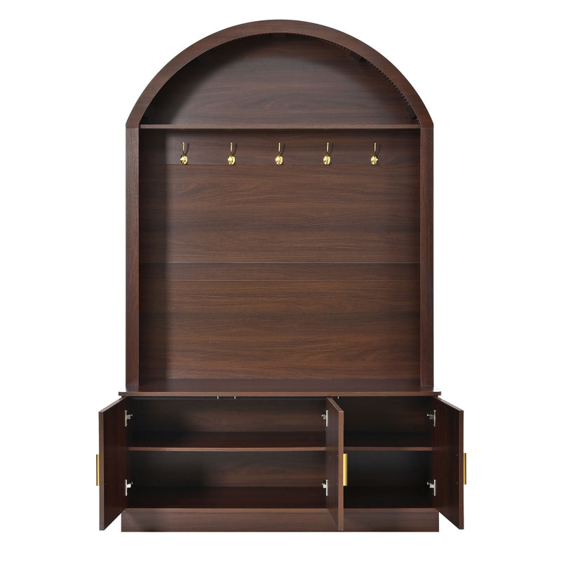 Arched Top Hall Tree With 5 Hooks