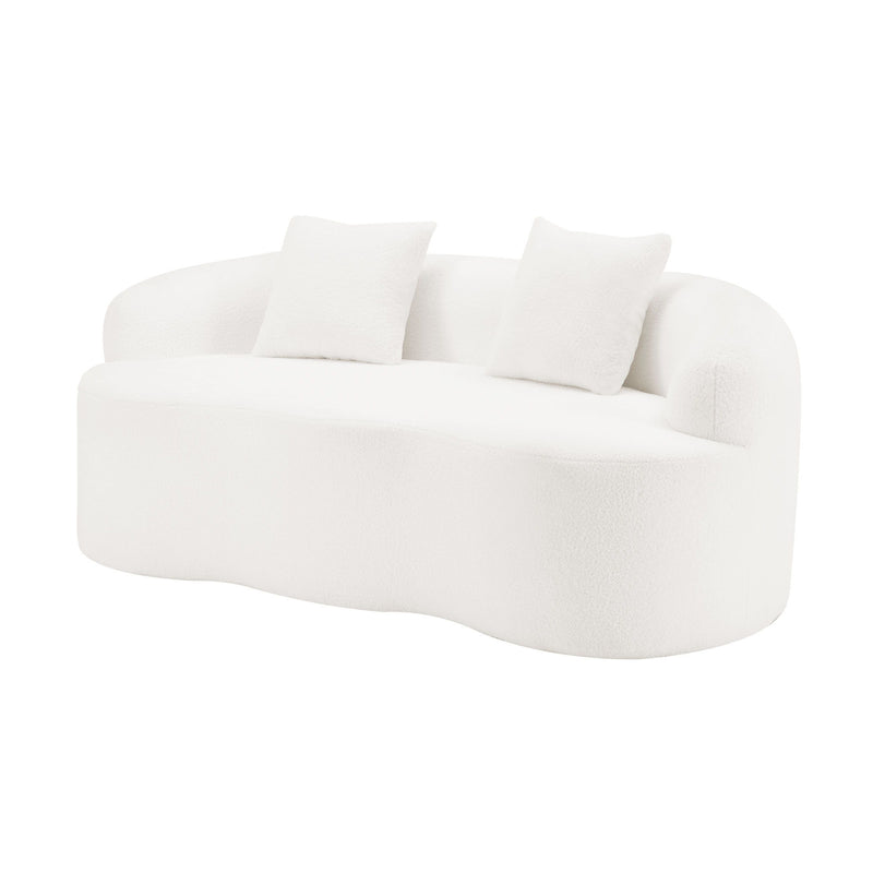 Curved Loveseat Sofa With Round Armrest