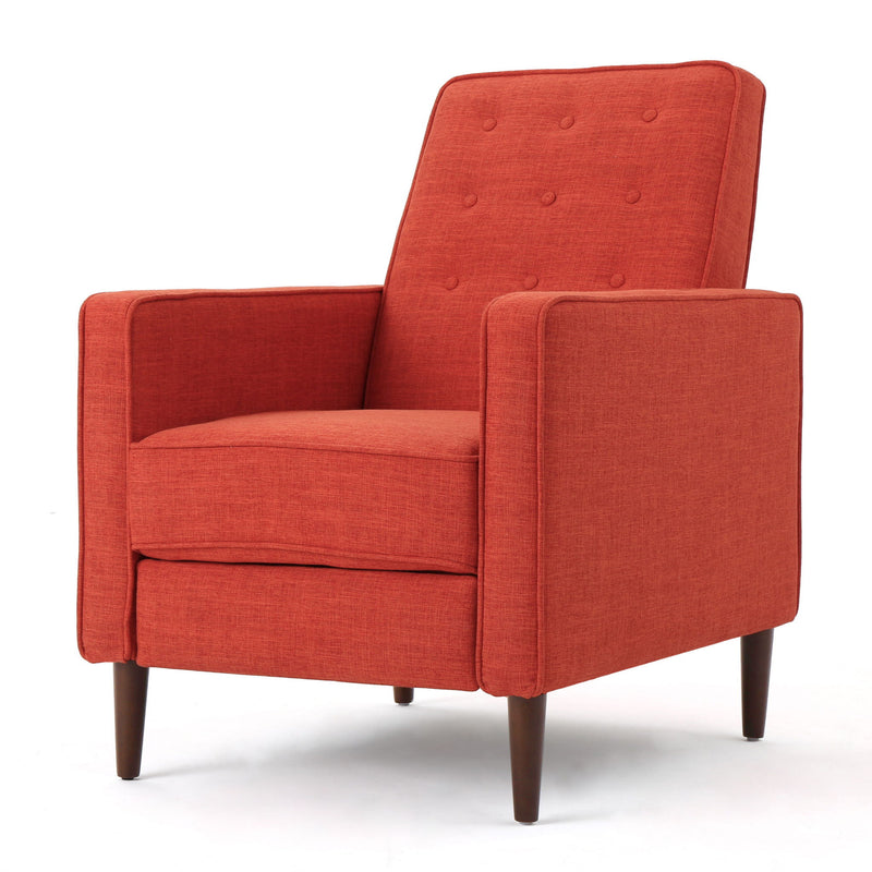 Mid-Century Modern Recliner With Button Tufted Waffle Stitch