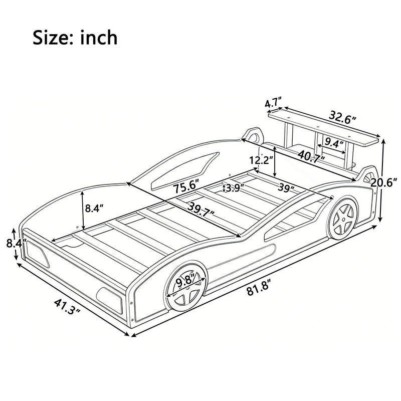 Race Car Platform Bed & Wheels