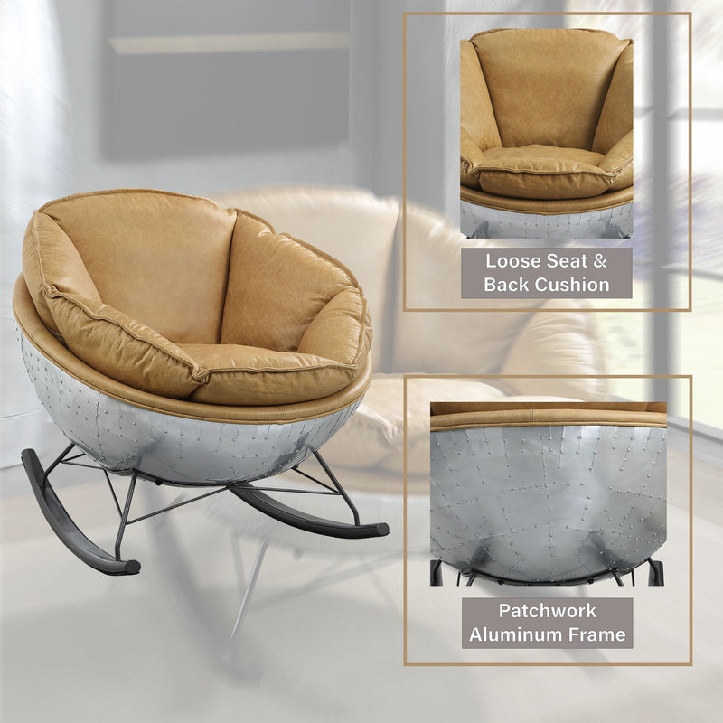 Pippin - Top Grain Leather Rocking Chair - Morocco Brown