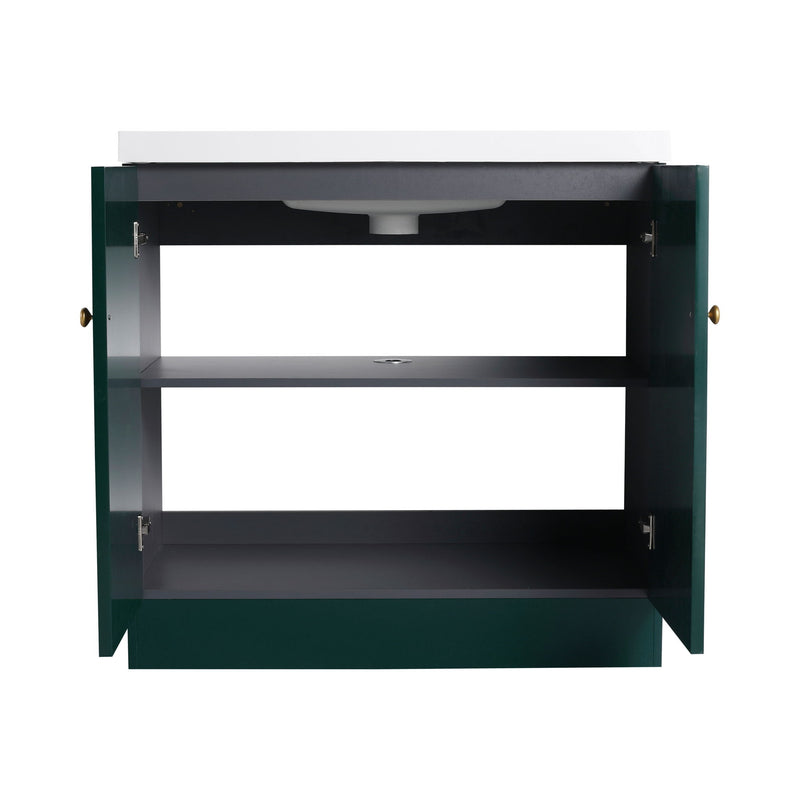 Contemporary Freestanding Bathroom Vanity With Resin Sink & Soft-Close Cabinet Doors