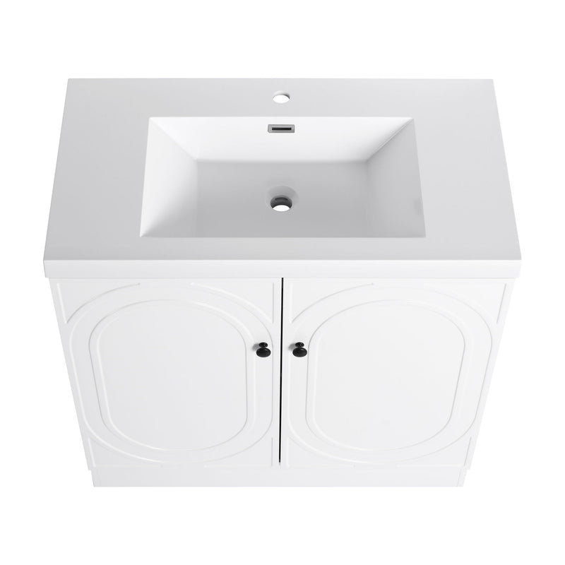 Contemporary Freestanding Bathroom Vanity With Resin Sink & Soft-Close Cabinet Doors