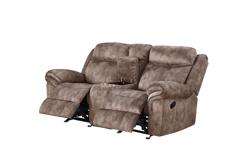 Zubaida - Two Tone Recliner Loveseat With USB Port Console