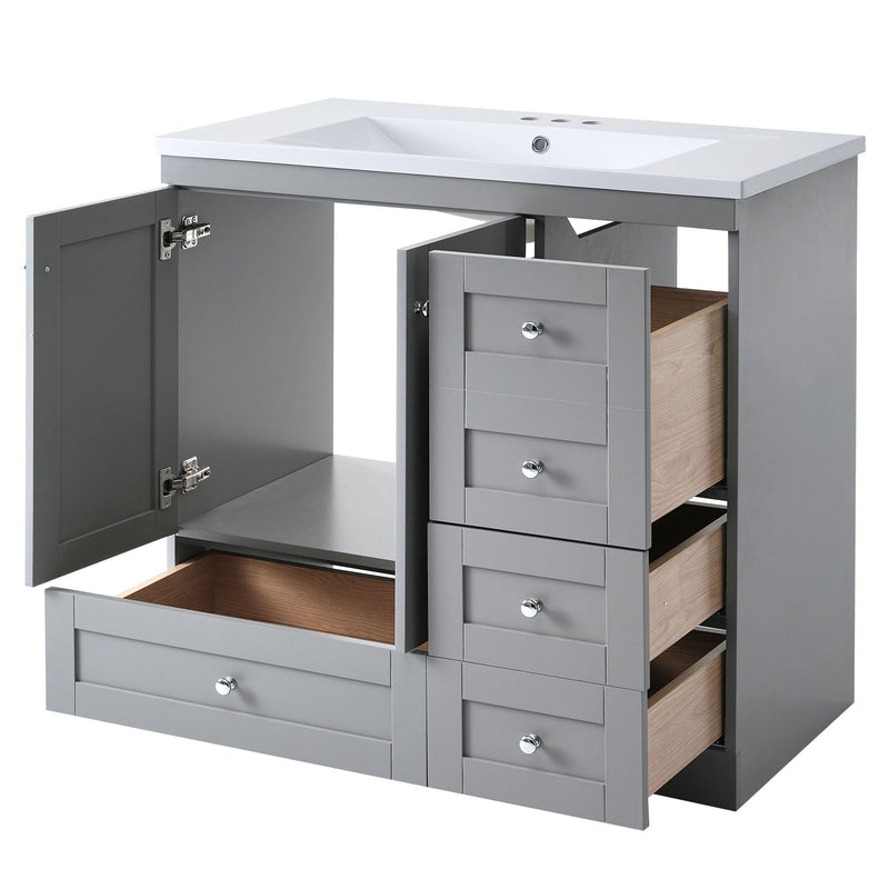 Shaker Free Standing Bathroom Vanity Cabinet With Sink, Soft Close Drawers, Soft Close Doors