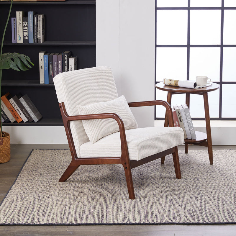 Accent Chair With Pillow And Wood Frame