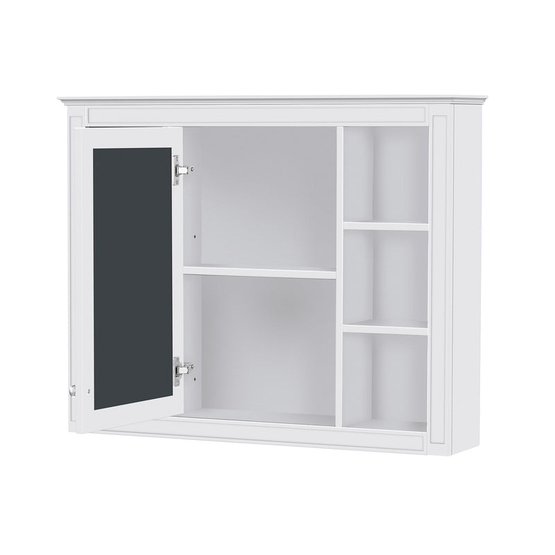 Bathroom Vanity With Mirror Cabinet, Single Sink With 2 Soft Closing Doors And 4 Drawers