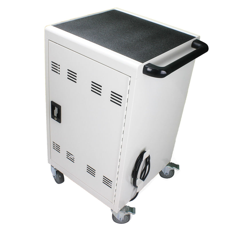 Mobile Charging Cart And Cabinet For Tablets Laptops 30 Device With Combination Lock - Antique White