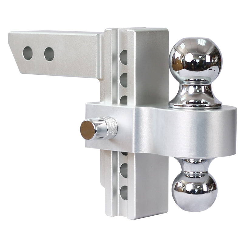 Alu - Adjustable Trailer Drop Hitch With 2" Receiver, 6" Adjustment - Silver