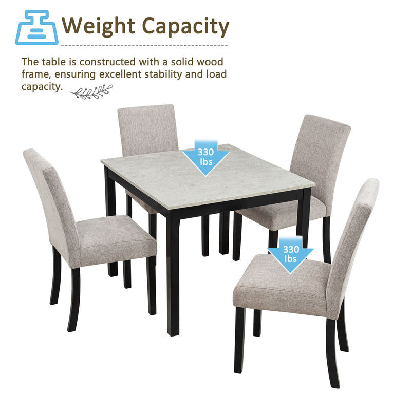 Modern 4 Person Dining Table Set With 4 Chairs