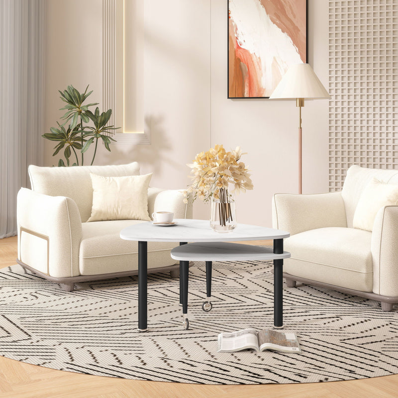 360 Degree Rotatable Coffee Table With Solid Legs
