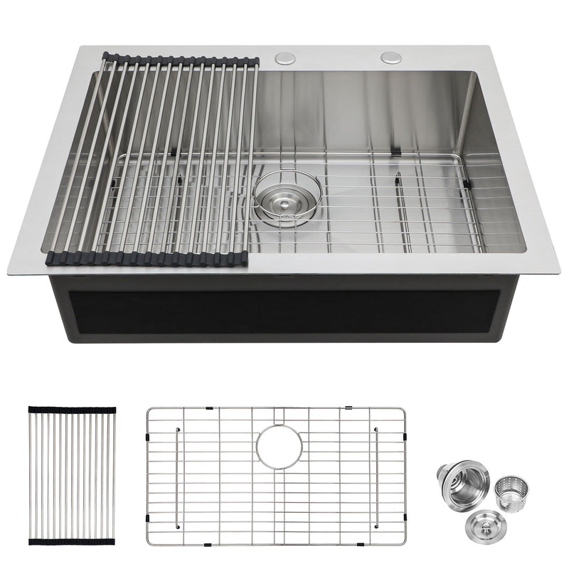 Kitchen Sink Drop In, Stainless Steel Single Bowl, Topmount