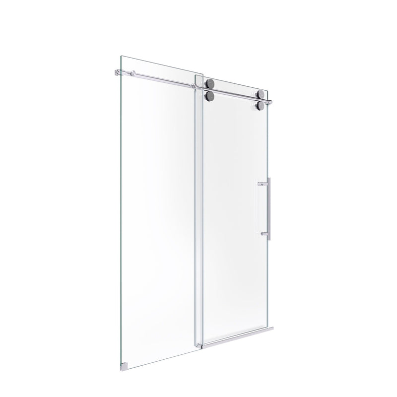 Frameless Single Sliding Shower Door With Clear Tempered Glass