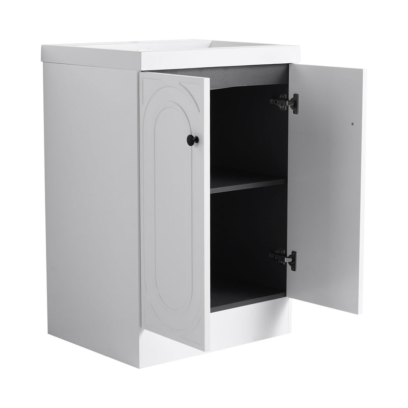Contemporary Freestanding Bathroom Vanity With Resin Sink & Soft-Close Cabinet Doors