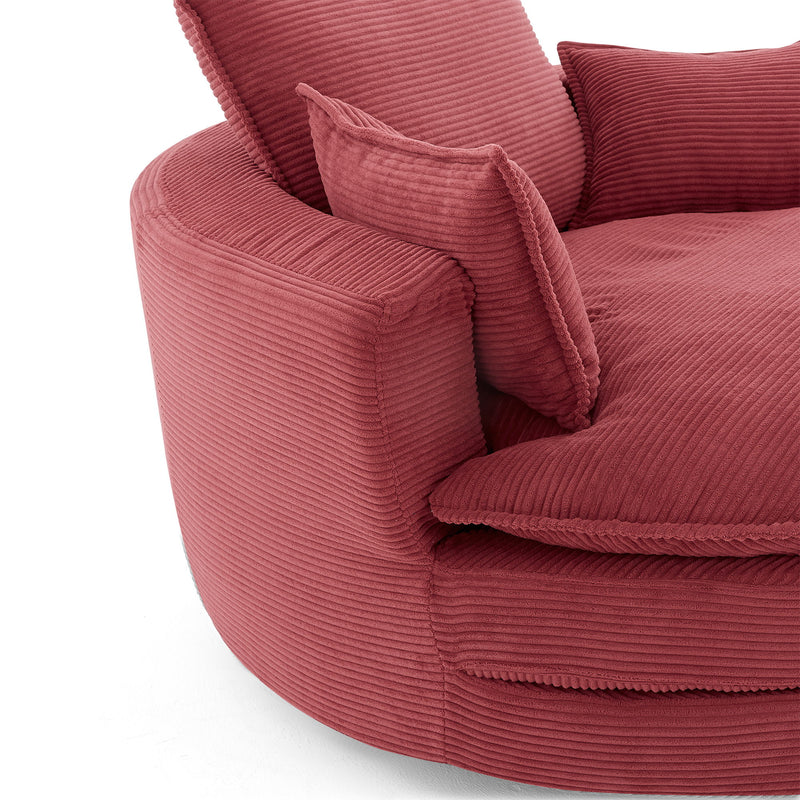 360° Swivel Accent Barrel Chair With Dual Layer Cushion And 3 Removable Pillows