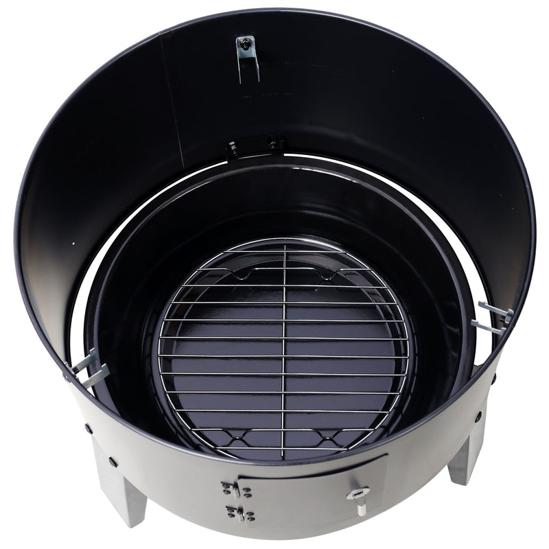 Portable Charcoal Smoker Grill For Outdoor Cooking - Black