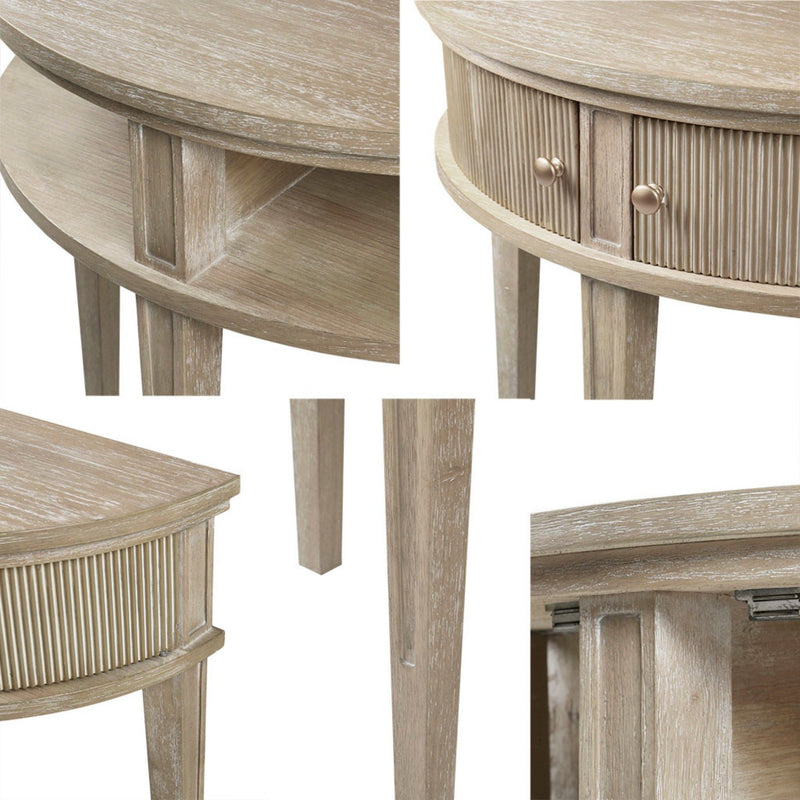 Vintage Inspired Storage Console Table With Fluted Doors