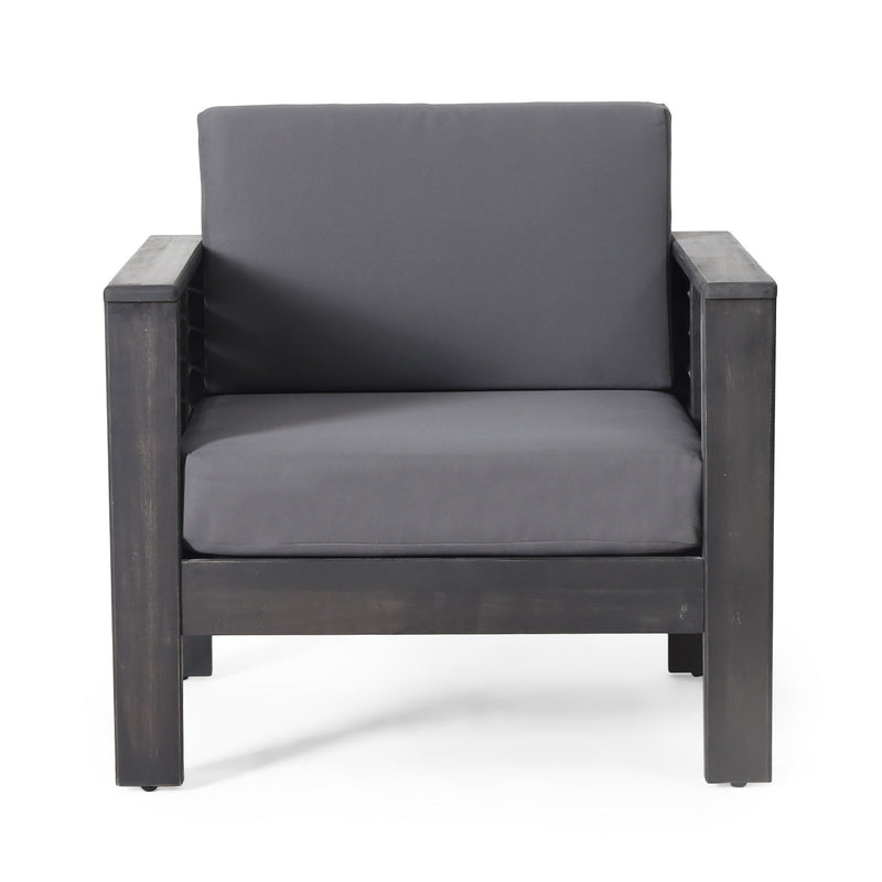 Acacia Wood Loveseat And Coffee Table Set With Cushions