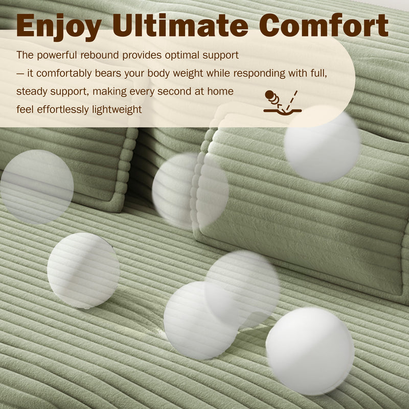 Modern Floor Sofa With 2 Pillows, Convertible Twin Size Folding Mattress For Living Room