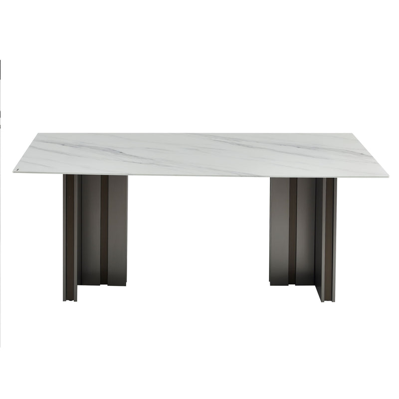 Rectangular Dining Table - Gray / White