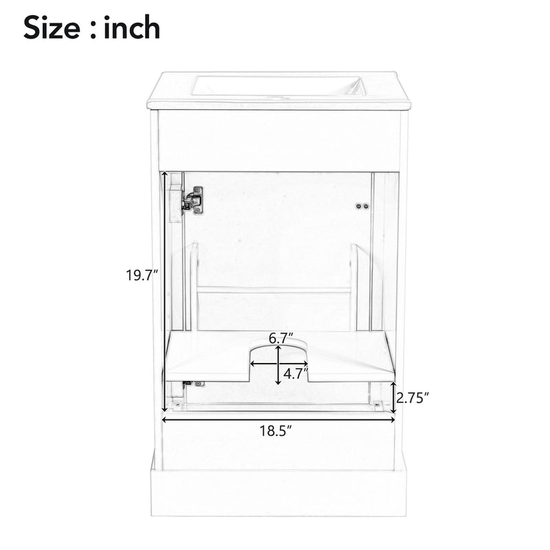 Elegant Bathroom Vanity With Ceramic Sink, Soft Close Door, Adjustable Shelf