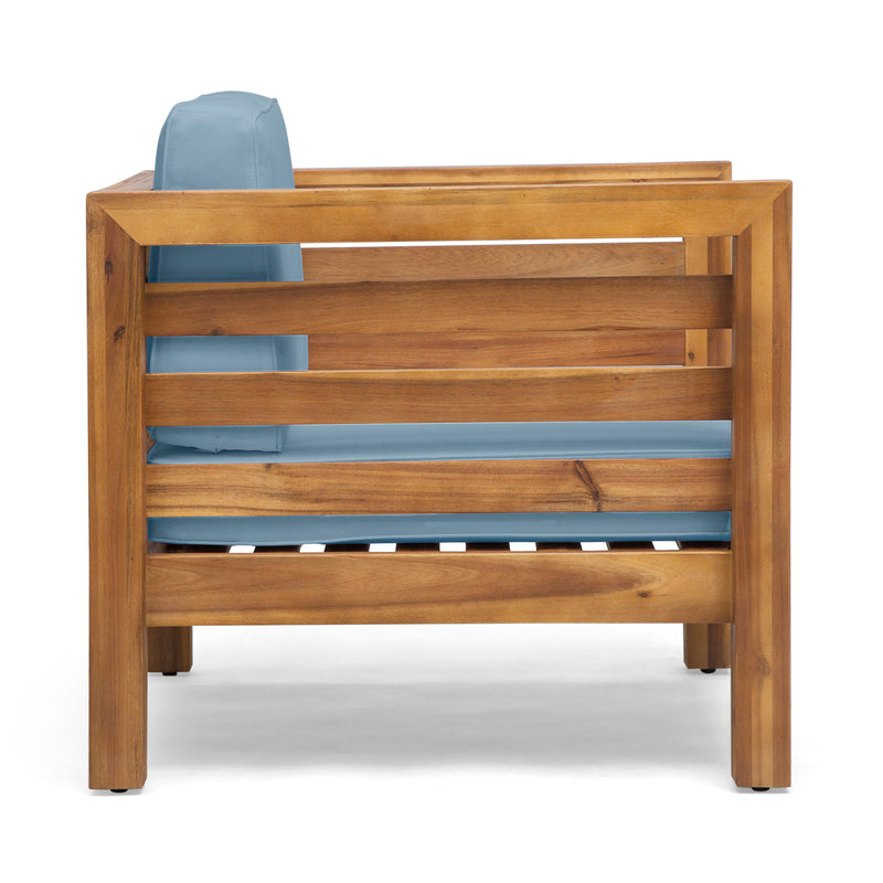 Outdoor Acacia Wood Patio Chair With Fabric Cushion