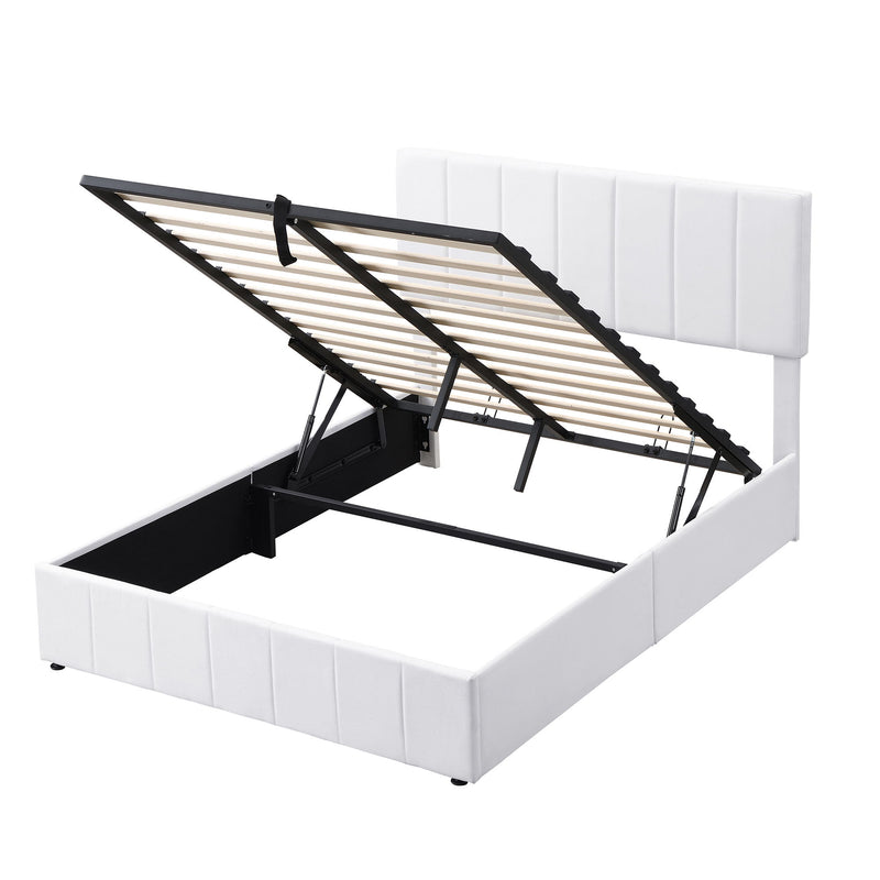 Elegant Upholstered Platform Bed With Hydraulic Storage System