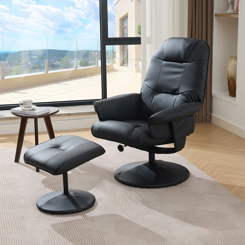 360° Swivel Reclining Chair With Wrapped Base, 5 Point Vibration Massage