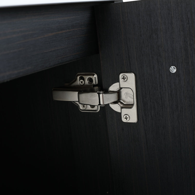 Modern Wall Mounted Bathroom Vanity With Resin Sink And Storage Rack