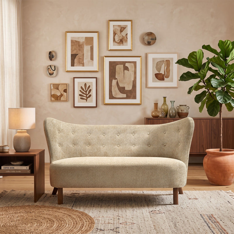 Nordic Chair Laid Back Loveseats With Curved Backres, No Armrests