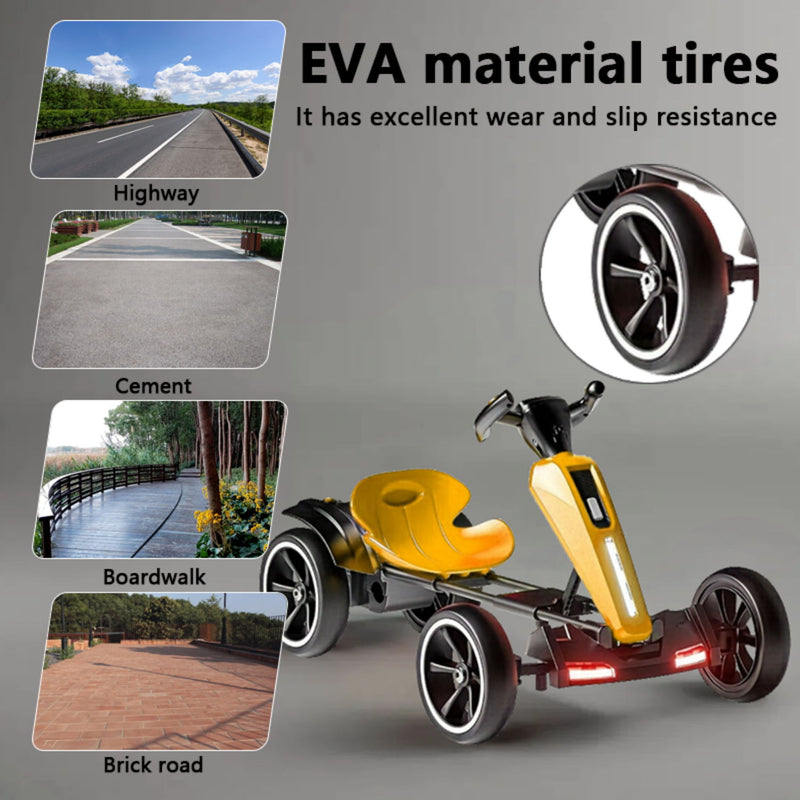 Electric Kids Pedal Go Kart With Adjustable Seat, Foldable Design