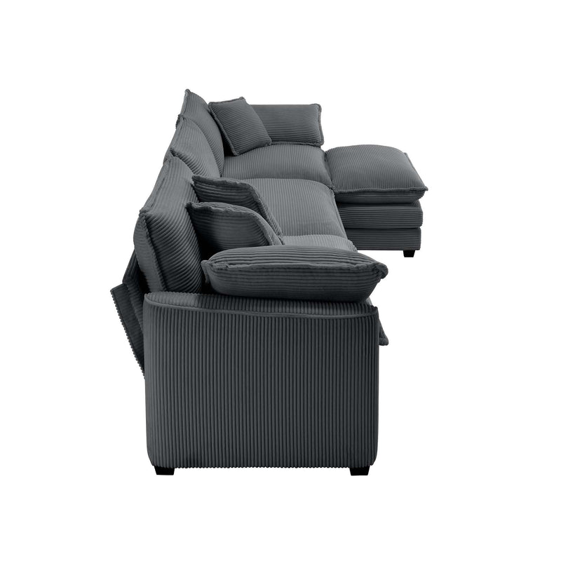 Modular Oversized Cushion Sofa With Ottoman, Low Back, Deep Seating Sofa Set