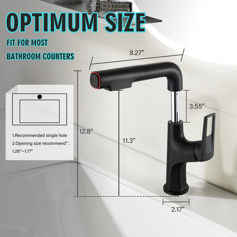 Pull Down Vessel Faucet With Lift Spout & Dual Spray Modes