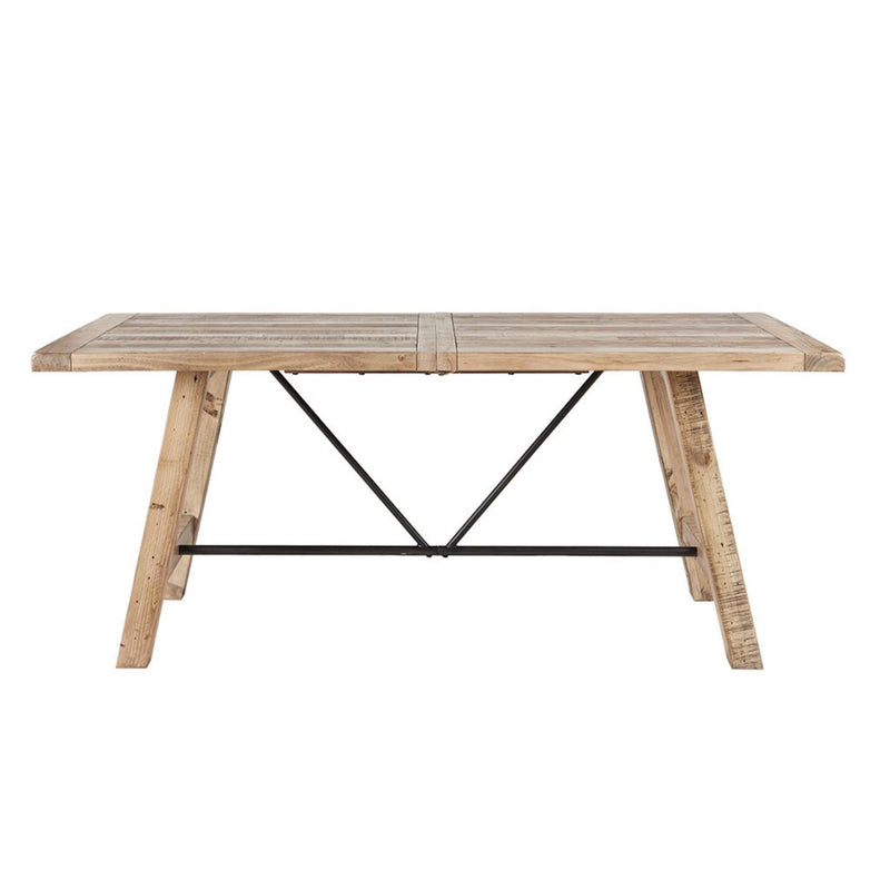 Rustic Dining Table With Metal Support - Natural