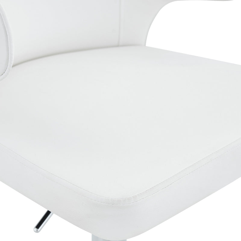 Adjustable Swivel Bar Chair With High Back Support For Kitchen Counter (Set of 2) - White / Silver
