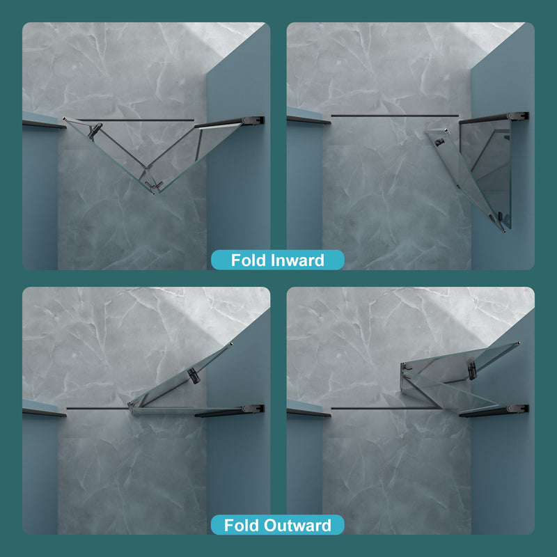 Fold Frameless Shower Door With Tempered Glass