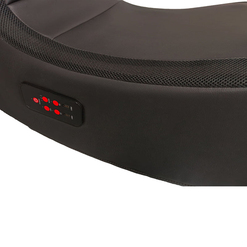Foldable Gaming Chair With Onboard Speakers, LED Strip Lighting, Bluetooth, Vibration Massage, USB Charging Port - Black