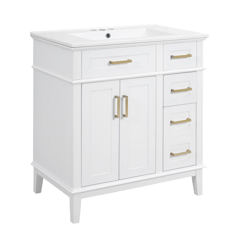 Modern Bathroom Vanity With Sink, Storage Cabinet, Soft Close Doors, Deep & Standard Drawers