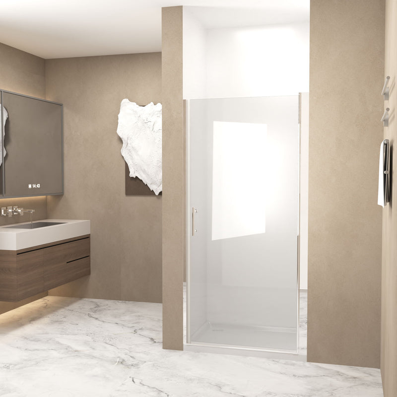 Shower Door, Tempered Glass With Explosion Proof Film, Half Frame Design - Chrome