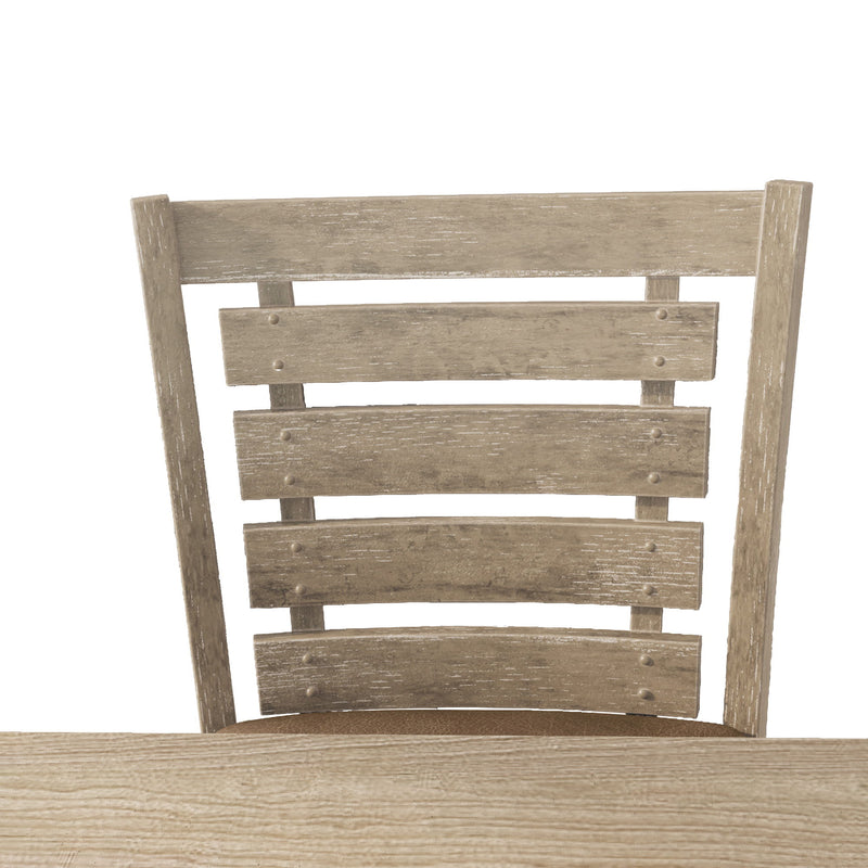 Dining Counter Height Chairs Modern Farmhouse Rustic Look Distressed Design Ladderback Solid Wood (Set of 2) - Grayish Brown