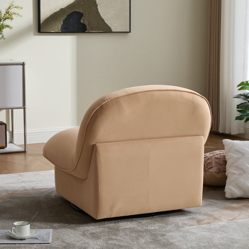 Pumpkin Shaped Swivel Accent Chair, 360 Degree Rotation For Living Room