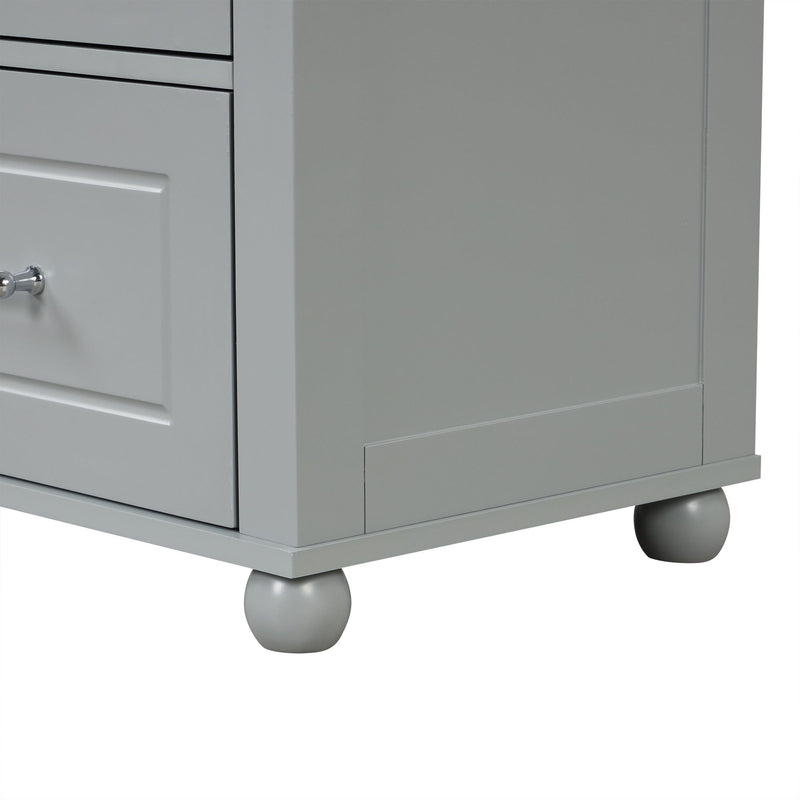 Tall Freestanding Bathroom Storage Cabinet With 2 Drawers And Adjustable Shelf