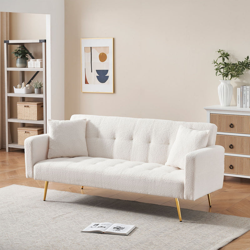 Teddy Fleece Sofa Bed With Luxurious Throw Pillows