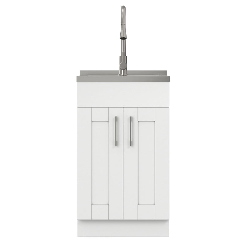 Modern Shaker All-In-One Laundry Utility Sink And Cabinet With Pull-Out Faucet